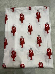 Coastal Lobster Motif Printed Cotton Fabric White Blue Tones Classic Nautical Lightweight Curtain & Cover Boys Summer Collection - Product Image 3