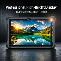 Tablet Android Tangguh 10.1 Inci Tahan Air CPU Octa Core Baterai 10000mAh Tahan Lama Layar 1000nits Komputer Lapangan Kelautan MIL-STD-810H