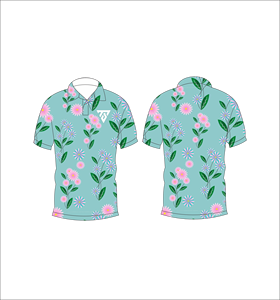 Polo à manches courtes pour hommes, bleu ciel, imprimé floral rose, chemise décontractée à la mode pour l'été - Product Image 6