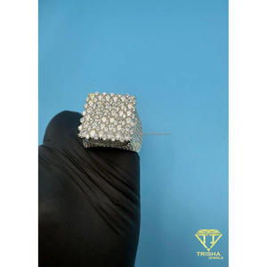 Bague rectangulaire en argent sterling 925 avec diamant Moissanite, entièrement sertie de pierres, bijou éclatant pour les acheteurs en gros - Product Image 3