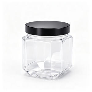 Wholesale Empty 530ml PET Square <b>Jar</b> - 18oz Food Grade <b>Plastic</b> Container for Candy Nuts Snacks Honey Storage Custom Packaging - Product Image 1