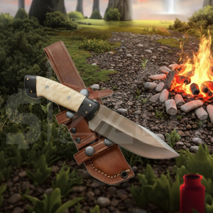 OEM Custom Handmade D2 Steel Hunting Skinner <b>Knife</b>, <b>Bone</b> <b>Handle</b> Fixed Blade Camping Outdoor EDC <b>Knife</b> with Leather Sheath Gift - Product Image 6