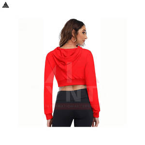 เสื้อฮู้ดครอปแขนยาวทรงหลวมสไตล์ลำลองสำหรับผู้หญิง ผ้าฝ้ายผสมเฟรนช์เทอร์รี่คุณภาพสูง แบรนด์ Oem เหมาะสำหรับฤดูหนาว - Product Image 5