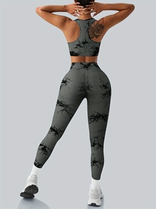 Conjunto de yoga de dos piezas para mujer, ropa de gimnasio de alto rendimiento, ropa deportiva sin costuras, leggings de yoga elegantes y sujetador deportivo, marca personalizada - Product Image 2