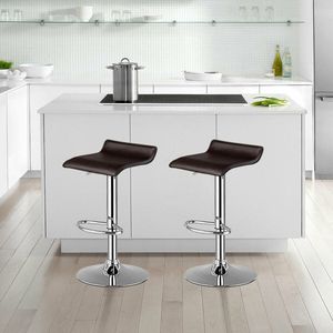 Set of 2 Modern Design <b>Adjustable</b> PU Leather Backless Bar <b>Stools</b> - Product Image 2