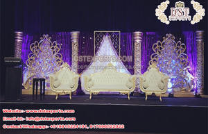 Escenario abierto de boda hindú y configuración de Mandap Grand Fusion Tema de boda decoración de escenario tradicional Rajwadi decoración de escenario de boda Reino Unido - Product Image 6