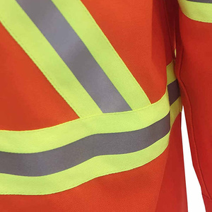 เสื้อทำงานสะท้อนแสงสำหรับผู้ชาย แขนยาว สีส้ม แถบสีเหลืองเงิน ผลิตจากโพลีเอสเตอร์ - Product Image 6
