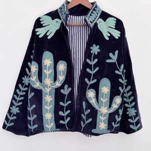 Purple Heart Casual Dresses <b>Cardigan</b> Contrast Lapel Loose Fit Three Quarter Sleeve Casual Outerwear Breathable Cotton Bamboo - Product Image 3