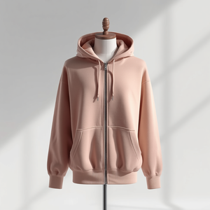 เสื้อฮู้ดซิปทรงบ็อกซี่ ผ้าฝ้ายฟลีซแบบโอเวอร์ไซส์ พร้อมบริการรับผลิตแบบ OEM ODM - Product Image 3