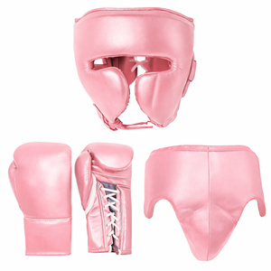 Conjunto de equipo de boxeo con nombre personalizado, varios colores, guantes de entrenamiento de Muay Thai y Kick Boxing, protector de cabeza, protector de ingle, cuero vacuno, impermeable - Product Image 6