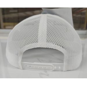 Wholesale Custom Woven Patch Logo Gray Trucker Hat Mid Profile 6 Panel Cotton Mesh Back <b>Flat</b> Brim Snapback <b>Cap</b> For <b>Men</b> And Women - Product Image 3
