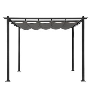 Voile d'ombrage réglable en polyester gris foncé pour gazebo en fer forgé à 5 poutres 395*300*245cm Catégorie de produit : Auvent et Pergola - Product Image 3