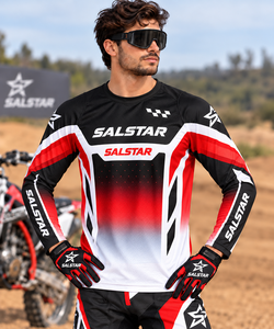 Maillot de moto Salstar pour homme à manches longues, rouge, noir, blanc, sublimation, séchage rapide, toutes saisons, chemise de course - Product Image 3