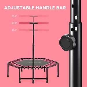 Quiet 45\" Bungee <b>Rebounder</b> Trampoline for Adults with LED Lights and Adjustable Pink Handle - Product Image 4