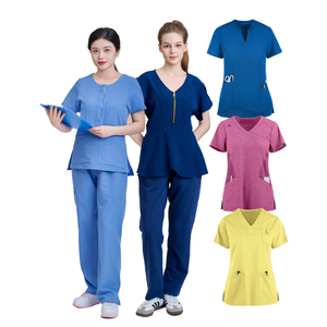 MEJOR CALIDAD estiramiento gradiente uniforme conjunto estilo hospital médico personalizar matorral top/pantalones con logo-OEM/ODM en VN - Product Image 2