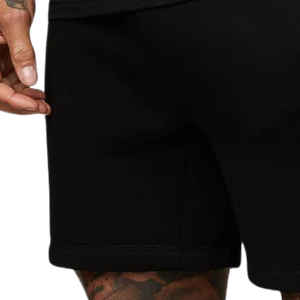 Shorts de sport en molleton noir pour homme avec cordon de serrage à la taille, pour la gym, la course et les activités décontractées - Product Image 4
