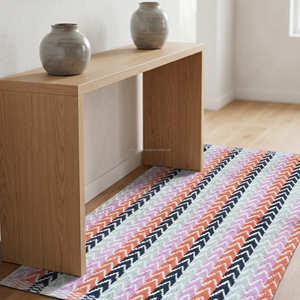 Alfombra de Algodón Naranja con Diseño Escandinavo, Lavable, Suave, Rectangular, Tejido Plano, Antideslizante, para Sala de Estar, India - Product Image 6