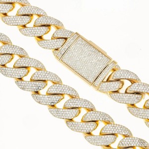 Cadena cubana de moissanita VVS de 25 mm y 24 pulgadas, chapada en plata de ley, súper brillante, estilo hip hop, joyería para hombre, venta al por mayor - Product Image 1