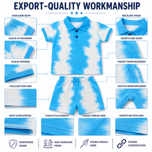 Ensemble polo et short en coton à manches longues de couleur unie, bleu et blanc, tenue décontractée d'été pour homme, tissu tricoté respirant - Product Image 5
