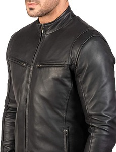 Ionic Black Genuine Leather <b>Jacket</b> Men Casual <b>Biker</b> <b>Jacket</b> - Product Image 2