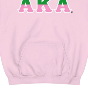 Sudadera con Capucha de Dos Tonos con Letras AKA, Sudadera de Felpa Premium, Ropa Personalizada para Hermandades Griegas, Color Rosa Claro y Verde para Mujer - Product Image 5