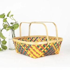 Top Selling Natural Empty <b>Wicker</b> Fruit <b>Basket</b> Bamboo <b>Baskets</b> With <b>Handle</b> for Kitchen Storage - Product Image 2