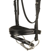 Bridon d'équitation anglais noir en cuir véritable, design moderne, confortable, anatomique, léger, de haute qualité, pour dressage.