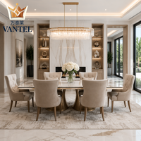 Ensemble de table à manger en marbre de luxe Vantel, meubles de salle à manger modernes pour villa avec chaises rembourrées, fabricant OEM