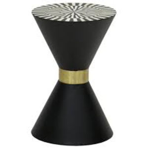 โต๊ะกาแฟทรงกลมหน้าโลหะคุณภาพดีเยี่ยม ดีไซน์ลวดลายใหม่ล่าสุด ชุบทองเกรดสูง พร้อมขาตั้งสีดำ - Product Image 2