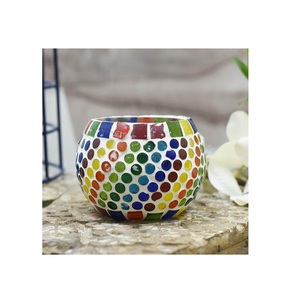 Handmade Decorative Candle Holder Glass Mosaic Candle Holders <b>Lanterns</b> and Candle Jars for Home Decor - Product Image 2