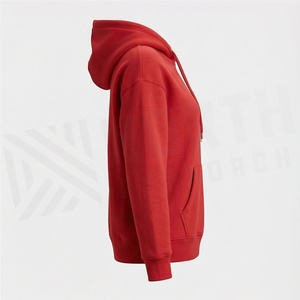 Haut à capuche oversize en coton uni pour femme, à épaules tombantes, manches longues, personnalisable avec broderie ou impression, modèle vierge - Product Image 3