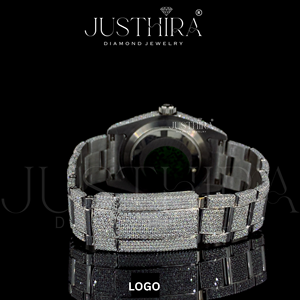 Montre de sport pour homme de 41 mm avec boîtier en acier inoxydable personnalisé, logo, mouvement à quartz, collection Hip Hop, cadran glacé, gros diamants en moissanite - Product Image 2