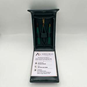 Pince à épiler professionnelle en acier inoxydable à pointe inclinée avec ciseaux à ressort, logo personnalisé, étui vert, kit pour sourcils - Product Image 2
