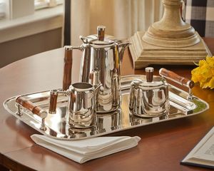 Luxury <b>tea</b> <b>set</b> silver plated <b>tea</b> <b>set</b> stainless steel <b>tea</b> pot premium coffee <b>set</b> designer serve ware elegant <b>tea</b> service modern - Product Image 4