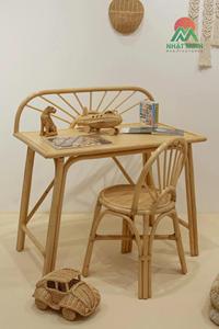 Juego de escritorio y silla de ratán Nhat Minh para niños, muebles ecológicos de estilo moderno de mediados de siglo para niños - Product Image 2