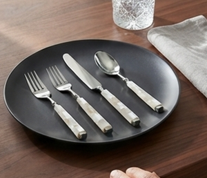 Elegante juego de cubiertos con mangos de nácar, cubiertos de acero inoxidable, aptos para lavavajillas, vajilla para bodas - Product Image 4