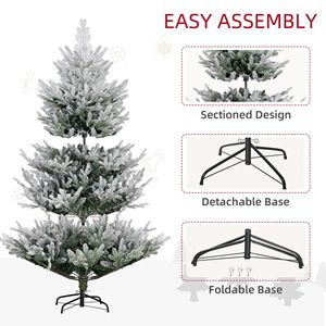 Albero di Natale Artificiale Innevato da 210 cm con 1218 Punte, Apertura Automatica, Materiale PE/PVC Verde, Base in Acciaio - Product Image 6
