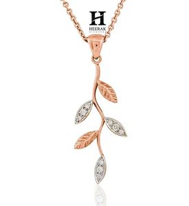 Fabricante de Joyería Fina Personalizada - Colgante de Hoja y Ramita de Diamantes en Oro de 14k para Venta al Por Mayor - Product Image 3