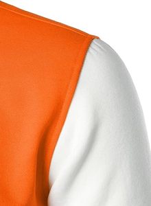 <b>Men's</b> Orange <b>White</b> Color Blocking Crew Neck Casual T-Shirt Regular Sleeve Spliced Design Pullover Style - Product Image 5