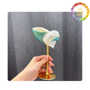 Copa de vino hecha a mano con conchas, ideal para decoración de mesas de boda y mercados internacionales de venta al por mayor. - Product Image 2