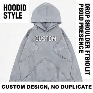 Sweat à capuche personnalisé 500 g/m² en polyester/coton, coupe oversize, broderie 3D, polaire anti-plis, uni, avec fermeture éclair - Product Image 2