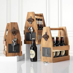 WOODEN CADDY BEER <b>WINE</b> HOLDER CUSTOM MADE WITH ANY SIZE ANY STYLE BEER CADDY GIFT - Product Image 1