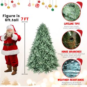 Sapin de Noël artificiel en épicéa bleu de 7 pieds avec 2520 pointes en PE/PVC, branches articulées, support métallique pour la décoration de la maison et des fêtes - Product Image 2