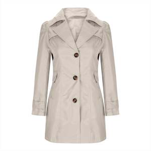 Manteau long élégant pour femme, coupe-vent, avec ceinture, revers et double boutonnage, personnalisable - Product Image 1