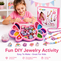 Kit de fabrication de bijoux en perles de céramique DIY personnalisable pour enfants, ensemble éducatif créatif, collier et bracelet colorés, cadeau pour filles