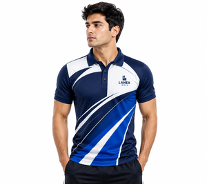 Polo personnalisé bleu et blanc pour homme, sublimation, séchage rapide, respirant, polyester, uniforme d'équipe de golf, logo personnalisé - Product Image 1