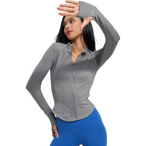 Comfortable Yoga Skinny Jacket <b>Women</b> Nylon Athletic Stretch Breathable Lightweight Outerwear - Product Image 3
