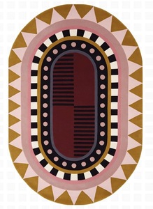 Tapis ovale géométrique avec motif bohème, multicolore, en laine et acrylique, tufté, antidérapant, avec dos en caoutchouc, pour salon - Product Image 3