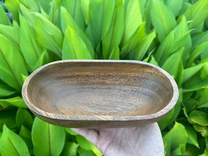 Bol à pâte moyen en bois d'acacia, 10 oz, 8"x4”x2” |   Vase à bougie |   Bol ovale |   Bols à bougies |   Décor en bois |   Décoration intérieure | - Product Image 3