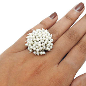 Natural White Pearls <b>Statement</b> <b>Ring</b> Crafted From 925 Sterling <b>Silver</b> Pretty Sun Flower Design Multi Pearls Bohemian Jewelry - Product Image 3